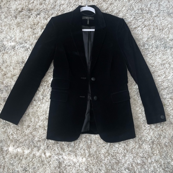 rag & bone Black Rona Velvet Blazer - Picture 3 of 4